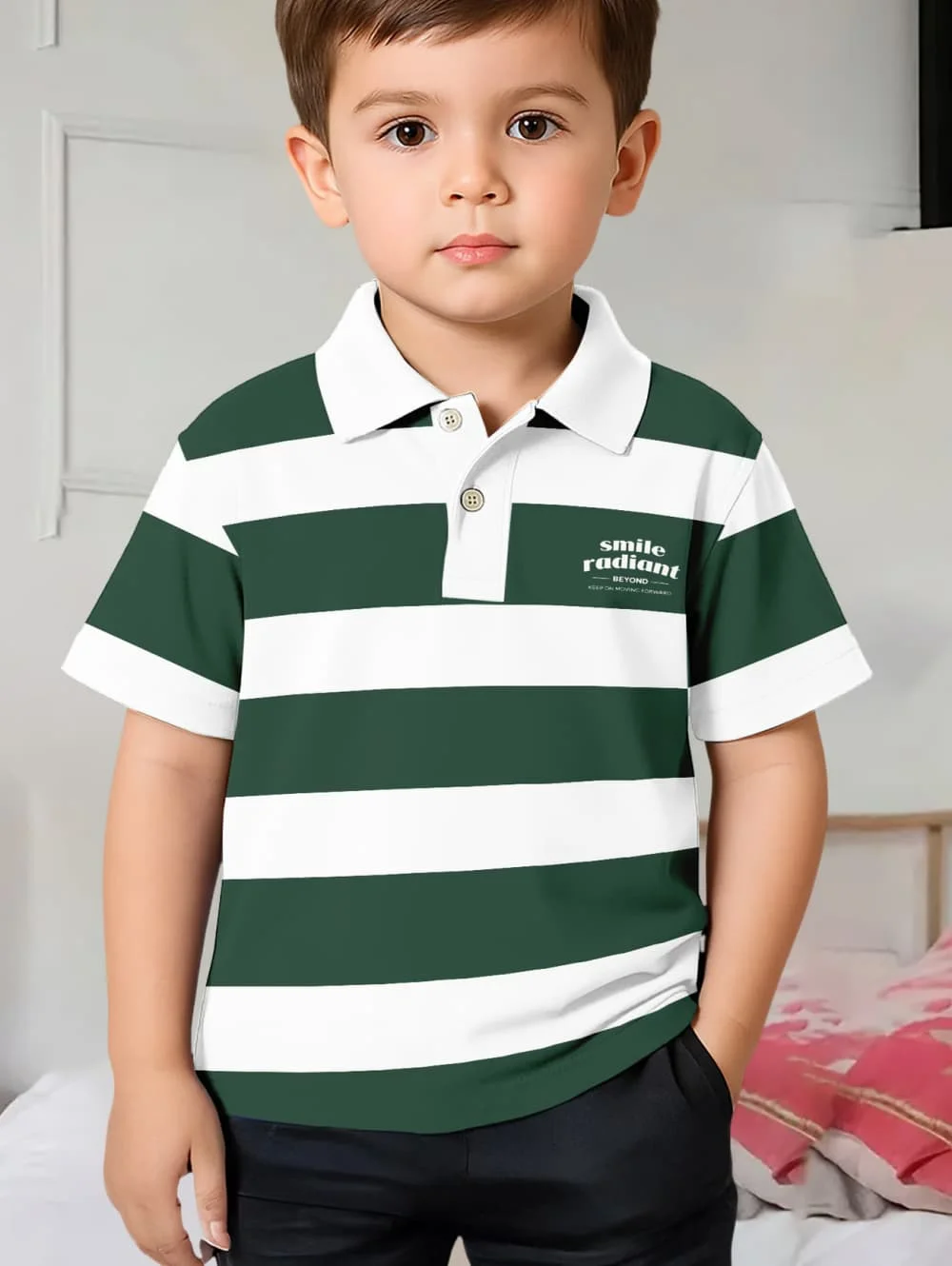 Polo Shirts for Kids Gradient Striped 3D Print Fashion Child Polo Shirt Boy Clothes Lapel Tops Street Casual Children's Clothing