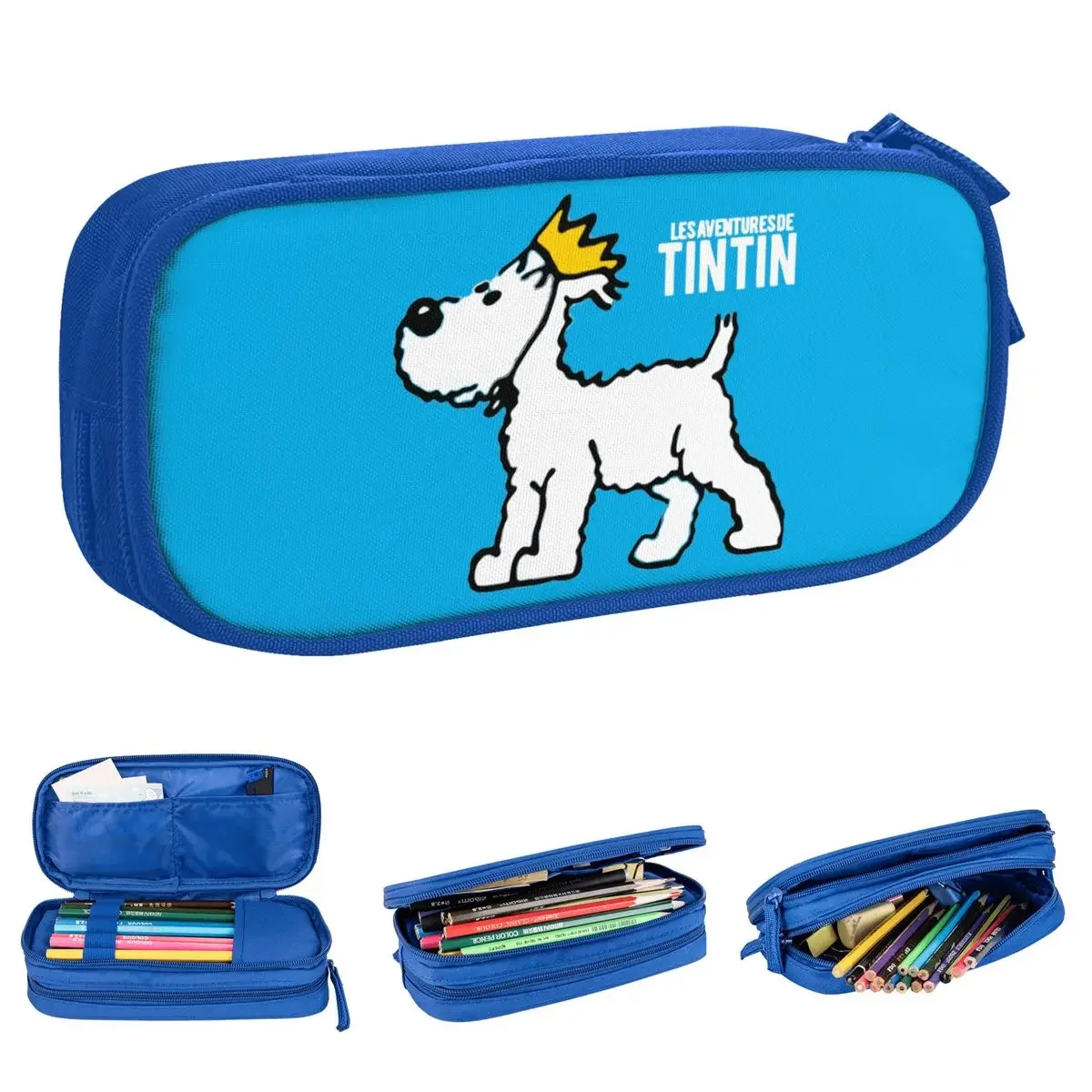 Snowy Tin TeenDog Milou Pencil Case New Pen Bag Girl Boy Large Storage School Supplies Gifts Pencil Pouch