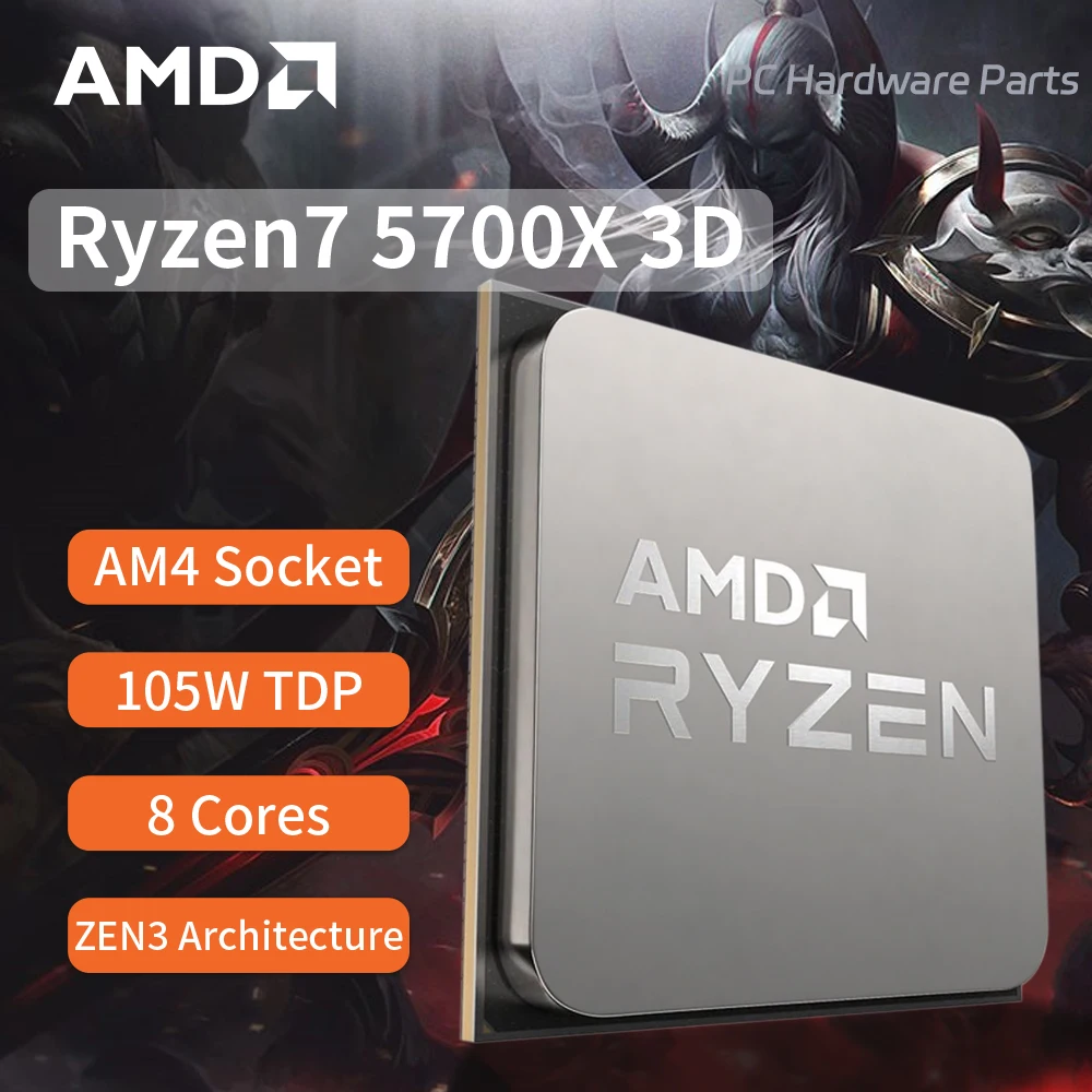 New AMD Ryzen 7 5700x3d CPU R7 5000 Serie 8 Core 16 Thread  3.0 GHz Socket AM4 Processor 7NM L3=96M105W None Integrated Graphic