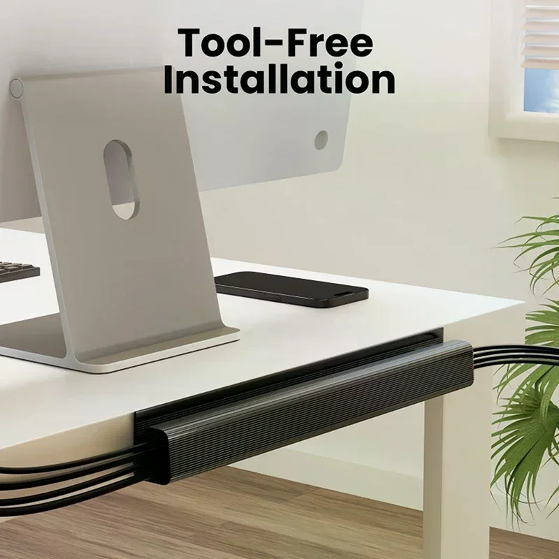 Organizer per cavi da scrivania a canale Accessori per la gestione dei cavi Protezione per cavi bianca Nessuna perforazione sotto il vassoio di gestione della scrivania