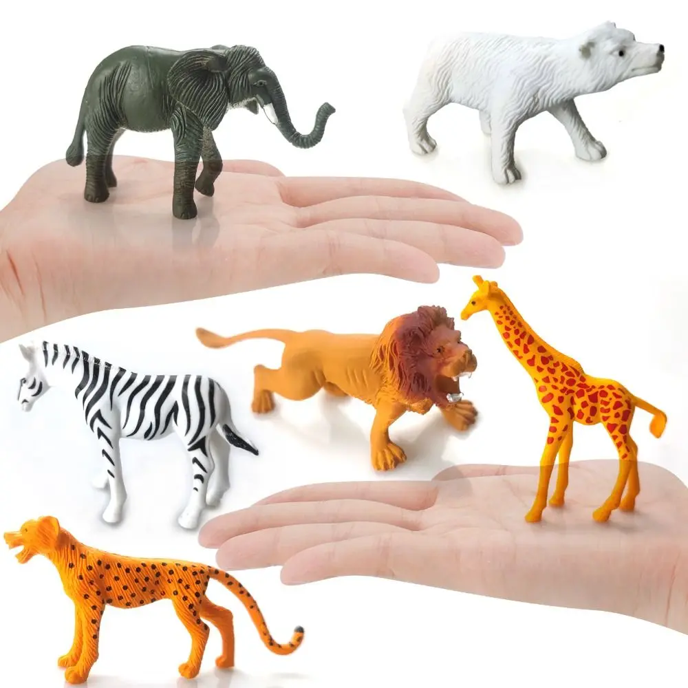 Creative Artificial Jungle Wild Animal Model Panther Rhinoceros Realistic Tiger Toy Giraffe Leopard Mini Elephant Model Kids