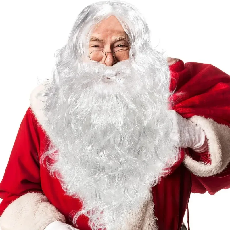 1 комплект, рождественский парик Санта-Клауса и борода, синтетический костюм для косплея для Хэллоуина, маскарада, наряда