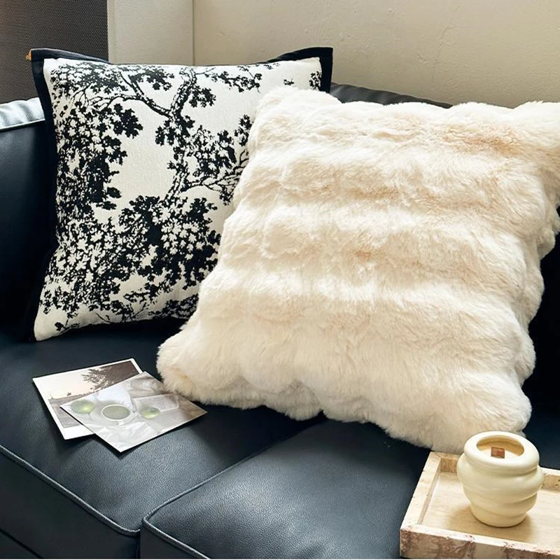 

INS Cream Style Decorative Sofa Living Room French Modern Luxury Pillow American Retro Pillow Black and White Luxury Cushion