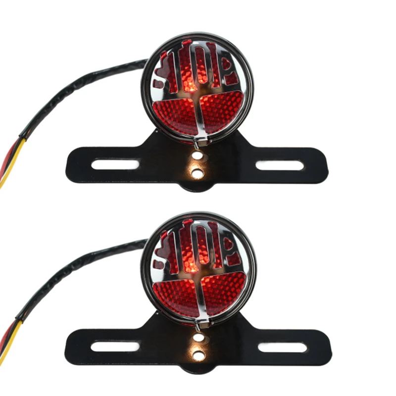 Motorcycle Retro Taillight Miller Stop Tail Light Number Plate Rear Lamp Bracket Chopper Brake Stop Light