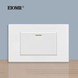 EIOMR Wall Switch 118mm*75mm Wall White Panel EU US BR Safety 1 2 3 Gang 1/2 Way Button Switches 220V for Light Lamp