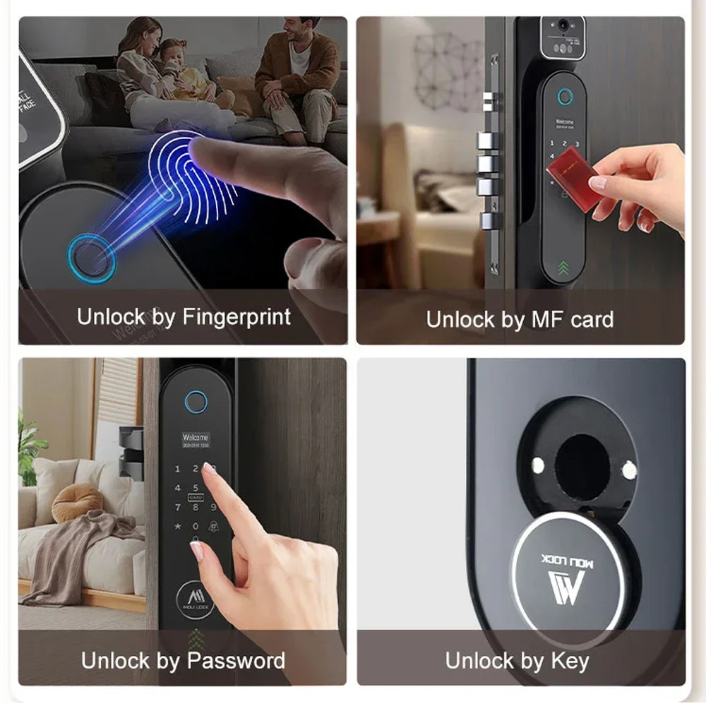 004 3D Face Recognition Smart Door Lock Outdoor TTlock Tuya Wifi App Smart Locks For Aluminum Doors