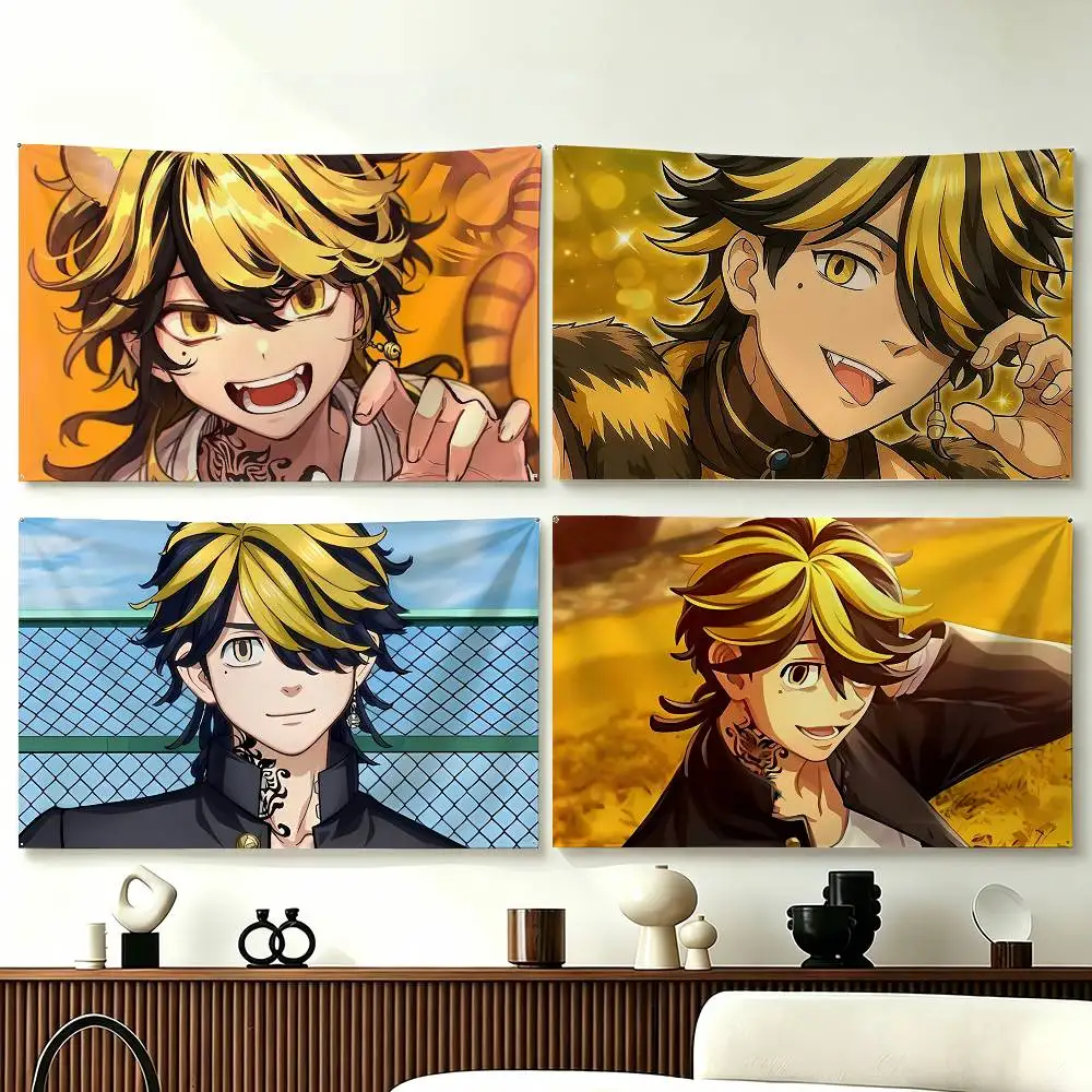 Kazutora Hanemiya T-Tokyo R-Revengers Funny Flags for Bedrooms Home Decor Items Outdoor Decors Garage Decoration Flaga