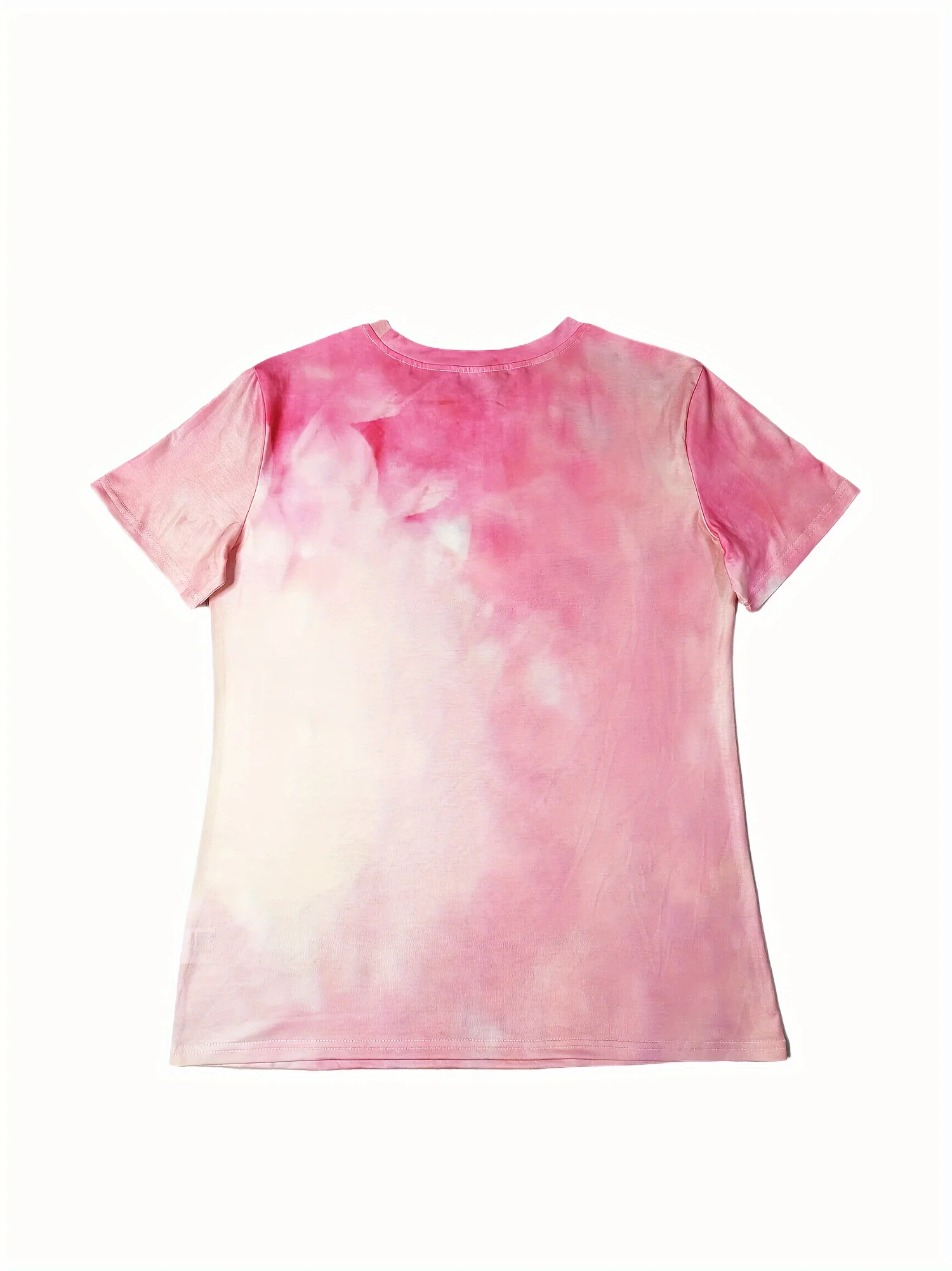Pink Tie-Dye Women's Tee - Hummingbird & Floral Graphic, Vibrant Tropical Bird Print Design for Casual Daily Wear
