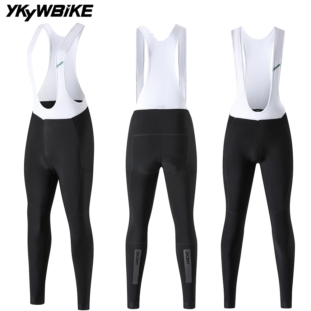 

YKYWBIKE NEW Women Winter Cycling Bibs Long Pants Bib Tights Female Bicycle Thermal Warmth Fleece Road Bike Clothing 2 Pockets