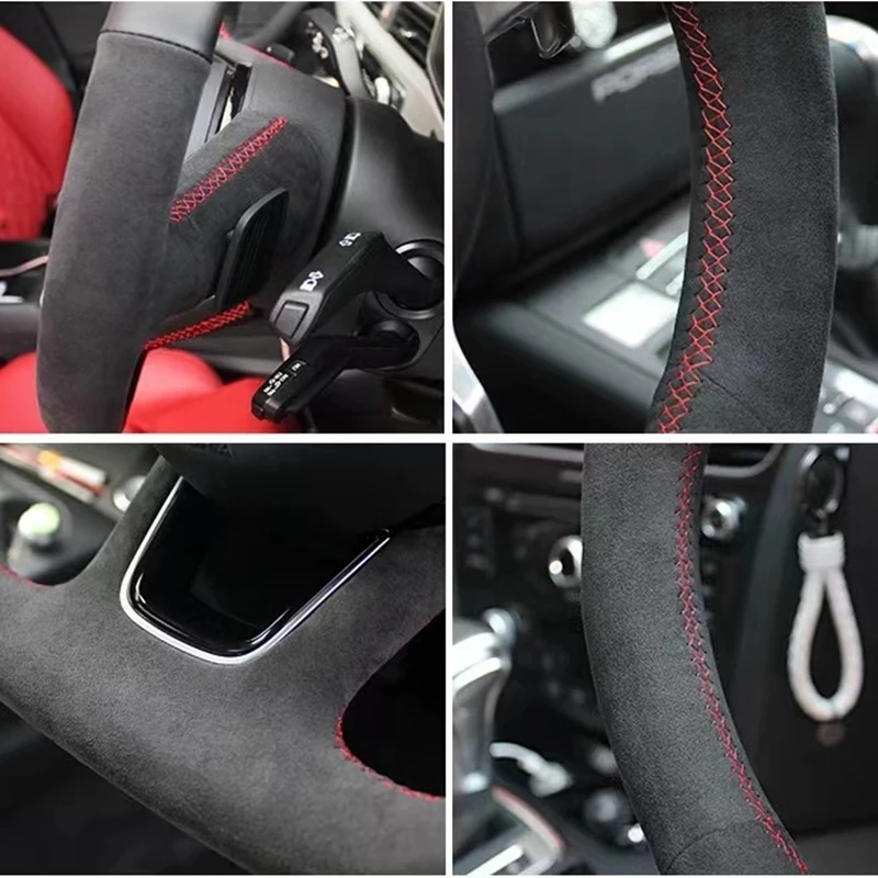 For Volkswagen VW Golf 5 (V) Touran 2003-2005 Polo FOX Hand-stitched black Genuine Leather non-slip car Steering Wheel Cover