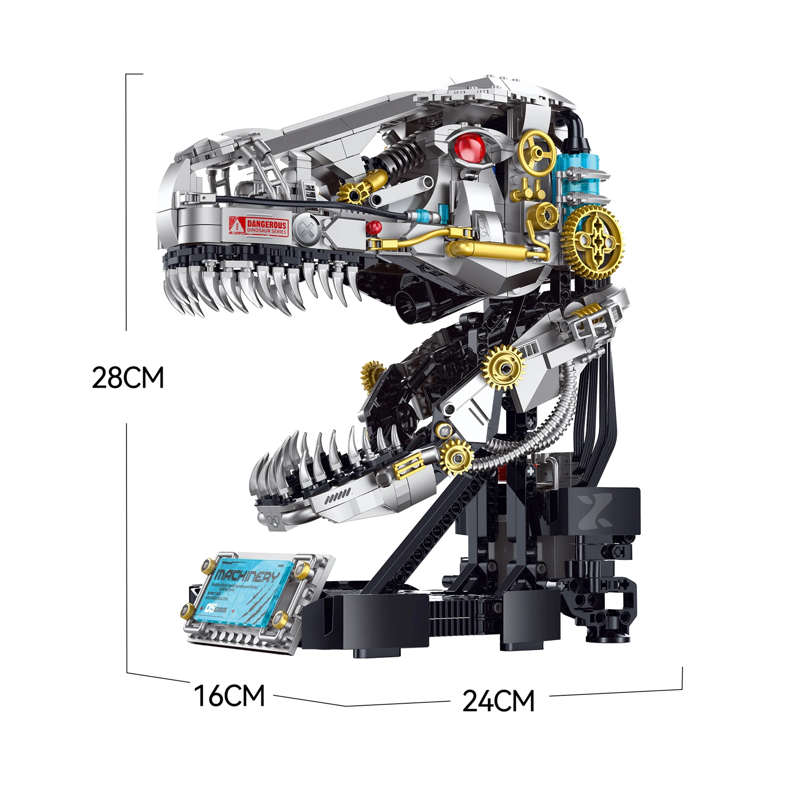 Motorized Dinosaur Skull Building Blocks STEM Educational Construction Toy Set for Adults and Kids