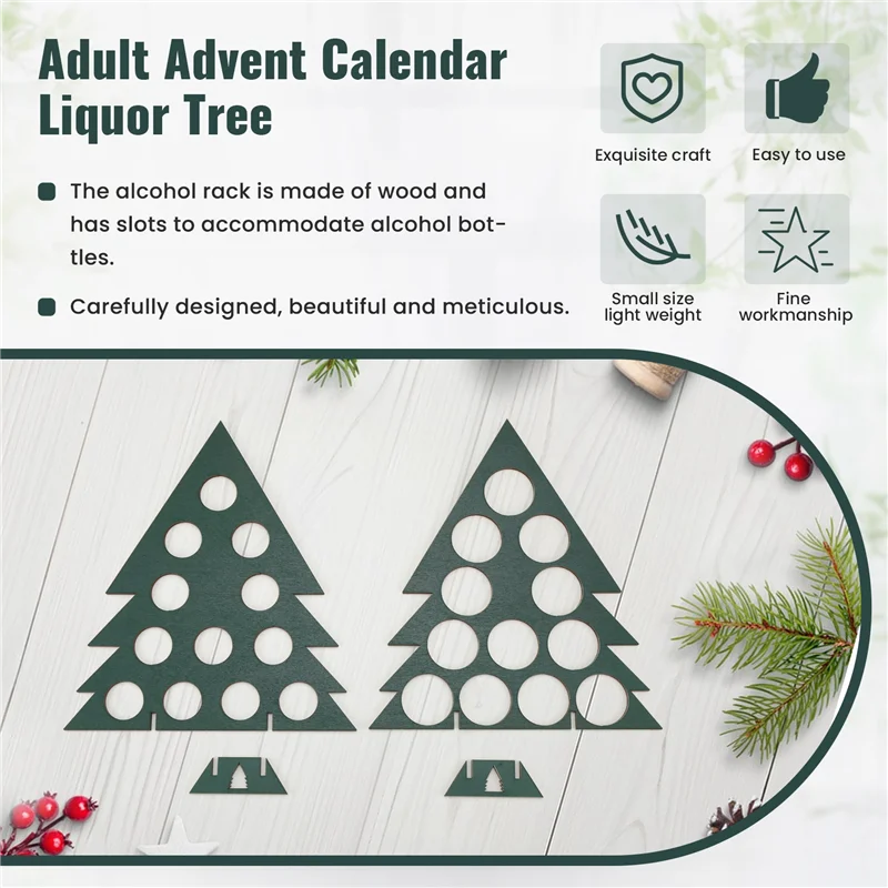 Adult Advents Calendar Liquor Tree Countdown With Wooden Christmas Tree Mini Alcohol Holder Wine Bottle Stand Gifts
