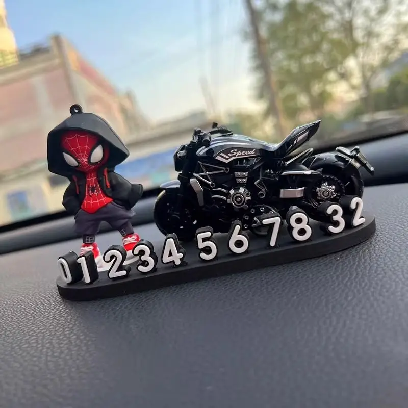Marvel Spiderman's new fashionable and cool cartoon anime peripheral car temporary parking number plate decorative ornaments