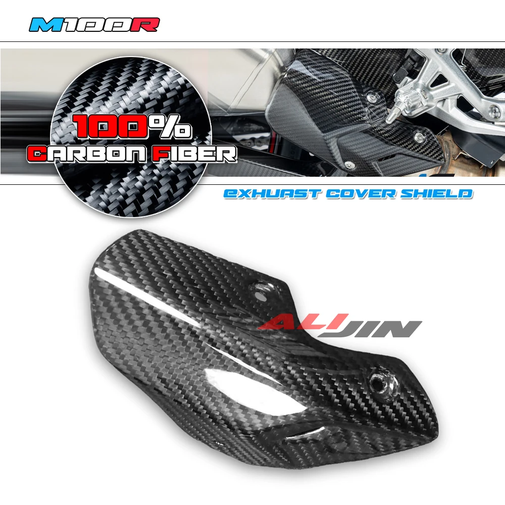 

Dry Real Carbon Fiber Motorcycle Exhaust Shield Heat Cover Fairing Protector Cowling Panel Cover For BMW S1000R M1000R 2021-2024