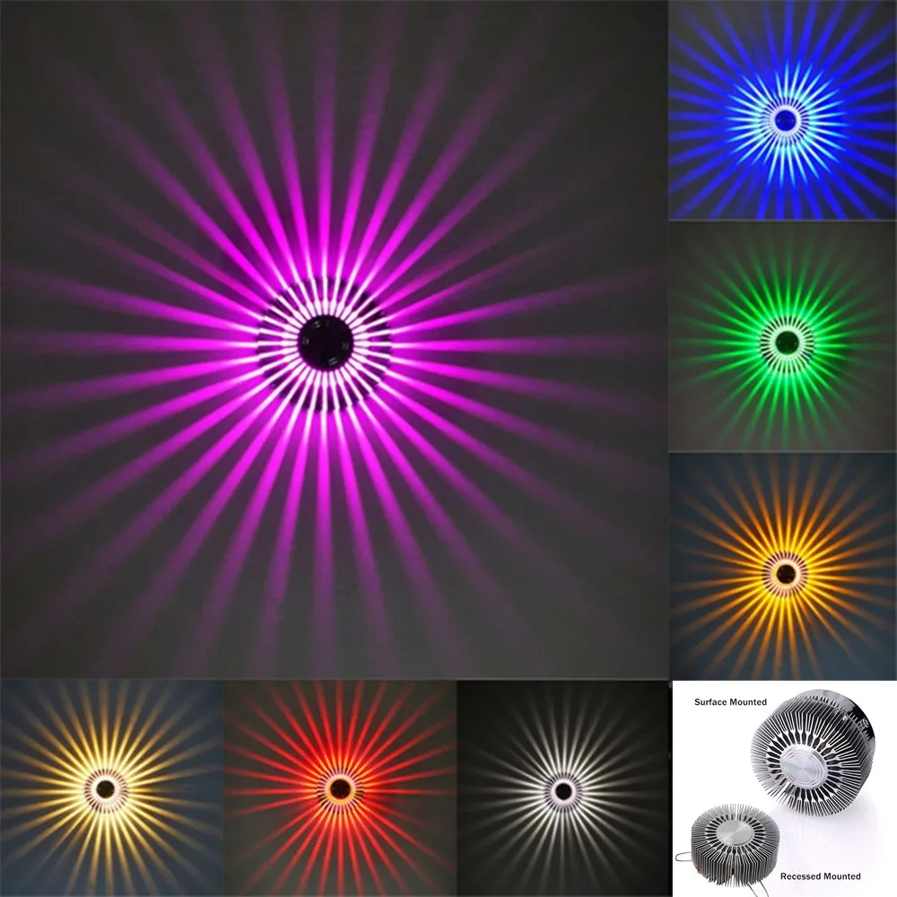 3W Mounted LED Wall Light RGB Effect Lamp Sunflower Projection Rays AC85-265V Indoor Aisle Corridor Decorative Ceiling Light