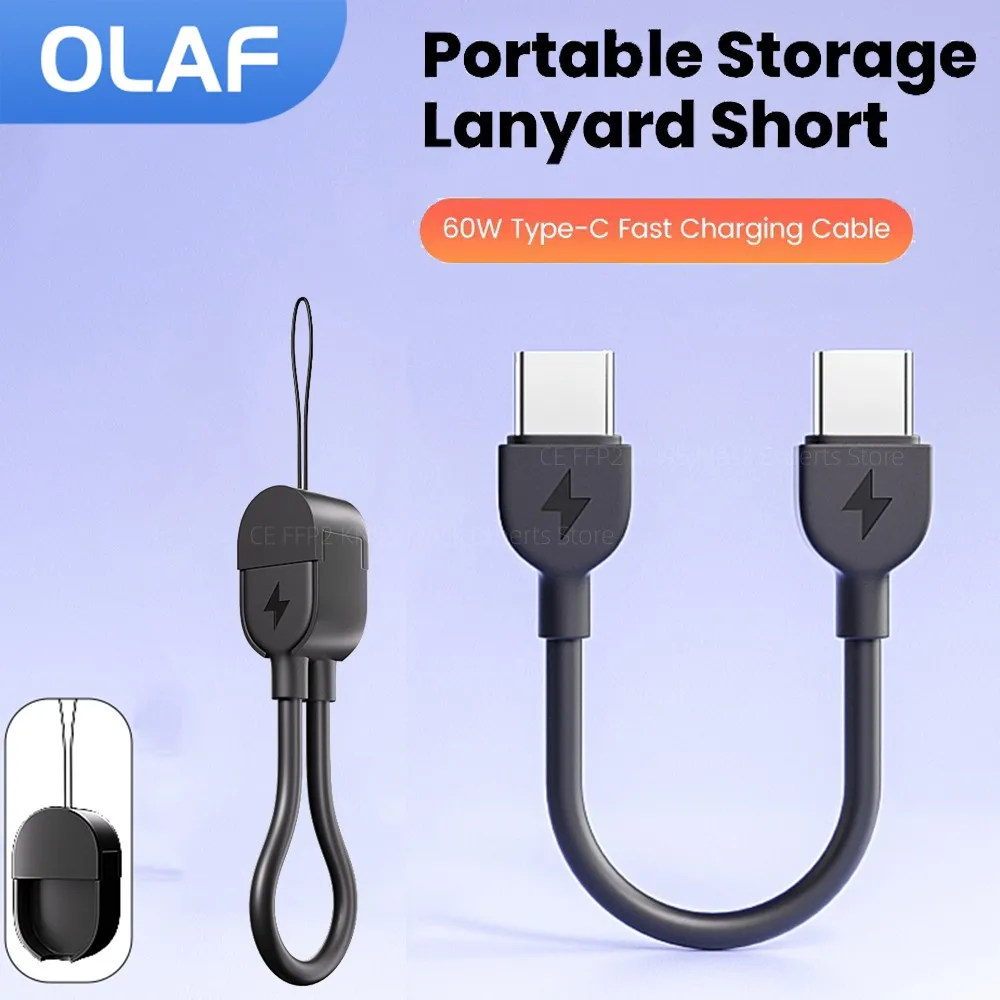 

Olaf PD60W 16CM Короткий кабель типа C к типу C USB C Брелок для быстрой зарядки Кабель для передачи данных для Iphone 15/16 Samsung Xiaomi Power Bank