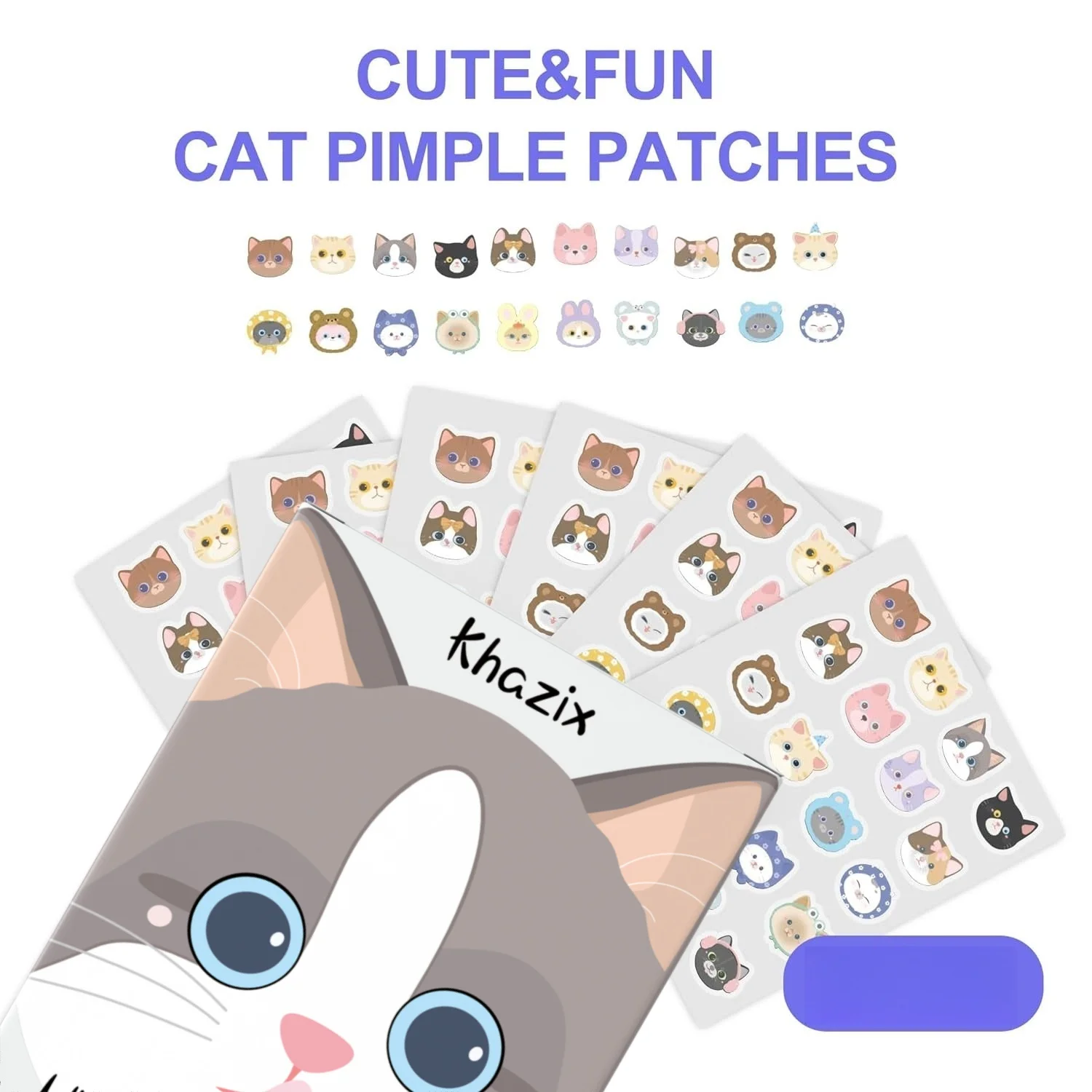 40 قطعة من رقع حب الشباب بحمض الساليسيليك - ملصقات غير مرئية ولطيفة على شكل قطة لمحاربة البثور وتهدئة البشرة #3