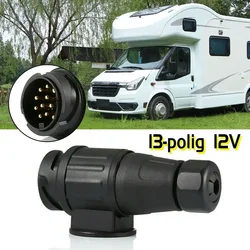 Dc 12v 13 pinos carro reboque caravana tomada kit adaptador de conector de fiação plástico preto 13 pinos reboque plug acessórios do carro