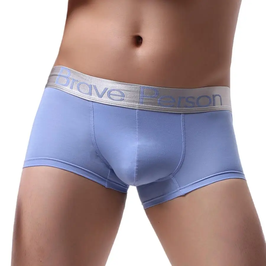 BRAVE PERSON Men\'s Solid Color Underwear Male Boxer Shorts Cotton Underpants Fashion Sexy Boxers for Men