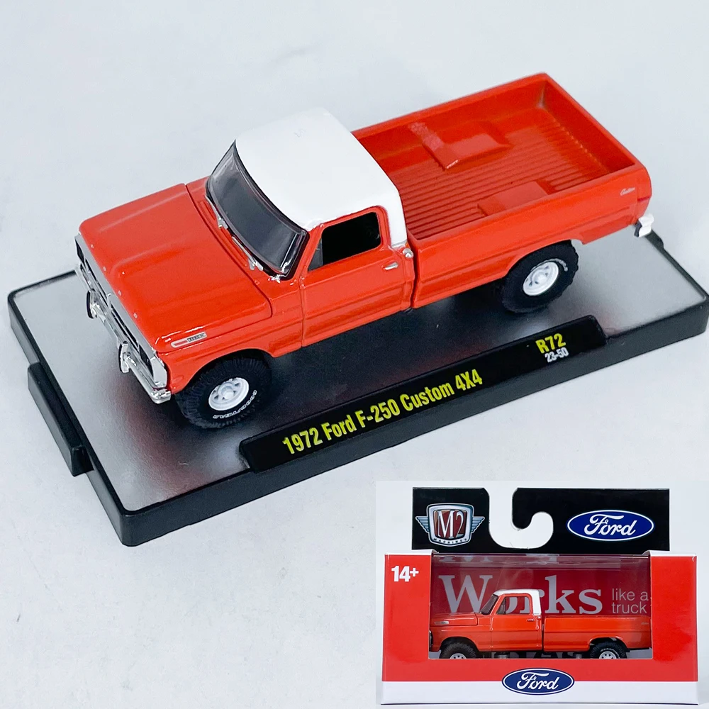 M2 Machines 1/64 1972 Ford F-250 Custom Red Die-cast Alloy Car Model Collection Gift Toy