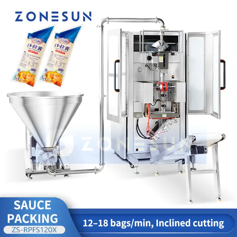 ZONESUN ZS-RPFS120X آلة تعبئة VFFS الأوتوماتيكية لملء وختم أكياس العسل والكريمة #1
