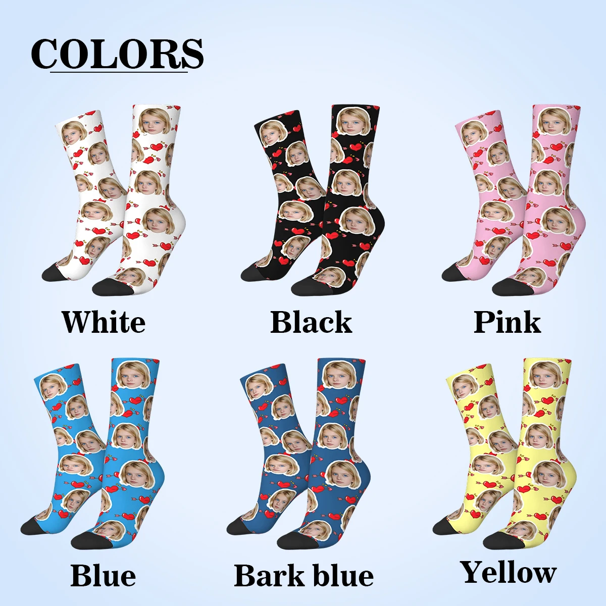 Custom face pattern socks unisex personalized fun socks with face pattern custom with  Valentine's Day gift