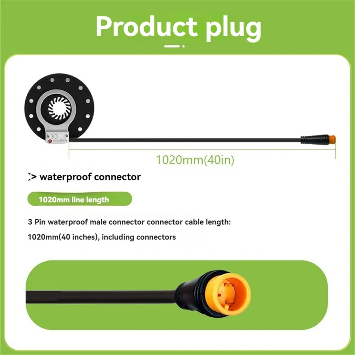 IN-A916U!Electric Bike Pedal Sensor Assist 12 Magnet Pedal Sensor Waterproof Connector Power Assist E-Bike Cable