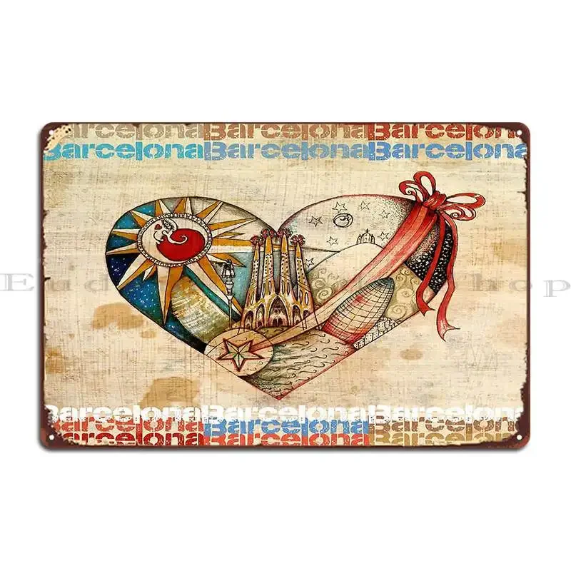 Barcelona Spirit Vintage Metal Sign Wall Decor Vintage Design Customize Club Tin Sign Poster