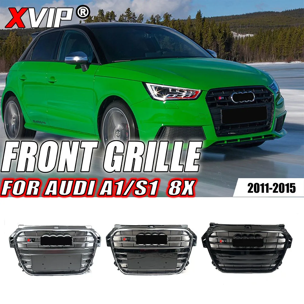 

XVIP S1 стиль отделки гриль для Audi A1 S1 8X 2011-2015 хромированный серый и хромированный черный и глянцевый черный ячеистый передний бампер решетка