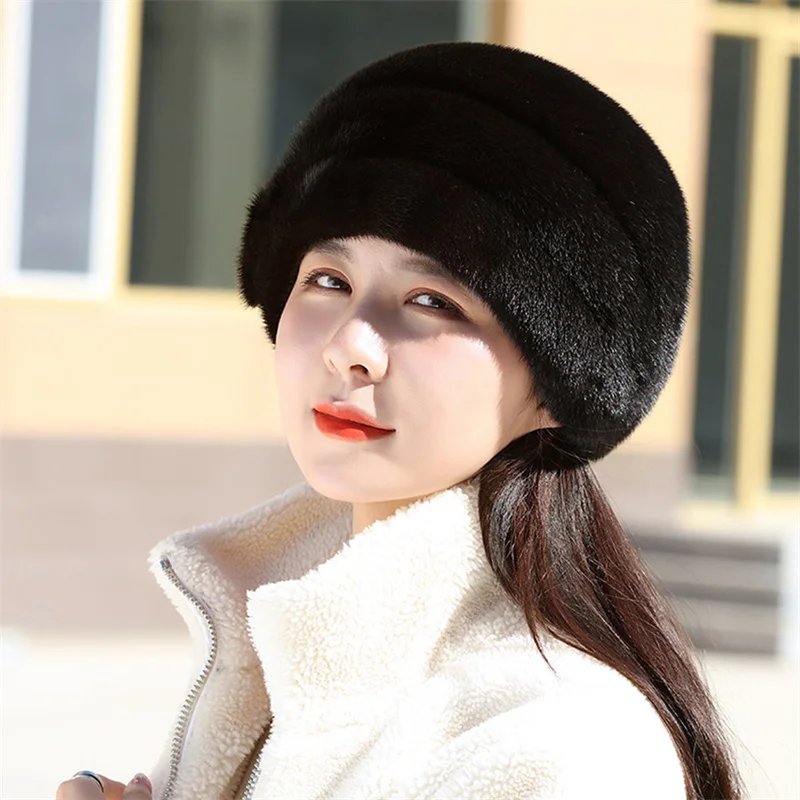 2022 New Hat Wholesale Bonnets Fashion For Female Fur Mink Fur Hat Women Solid Color Winter Warm Hat Women Real Fur Beanie Hat