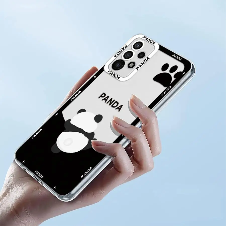 Cute Cartoon Panda Phone Case for Samsung Galaxy A35 A55A53 A54 A73 A34 A33 A25 A24 A13 A14 A15 Soft Transparent Cover