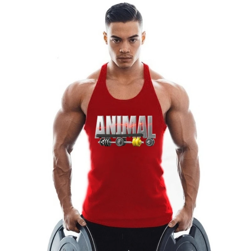 قميص رياضي للرجال للياقة البدنية - سترة سترينجر مطبوعة على شكل حيوانات، قميص بدون أكمام لكمال الأجسام للتمرين الرياضي