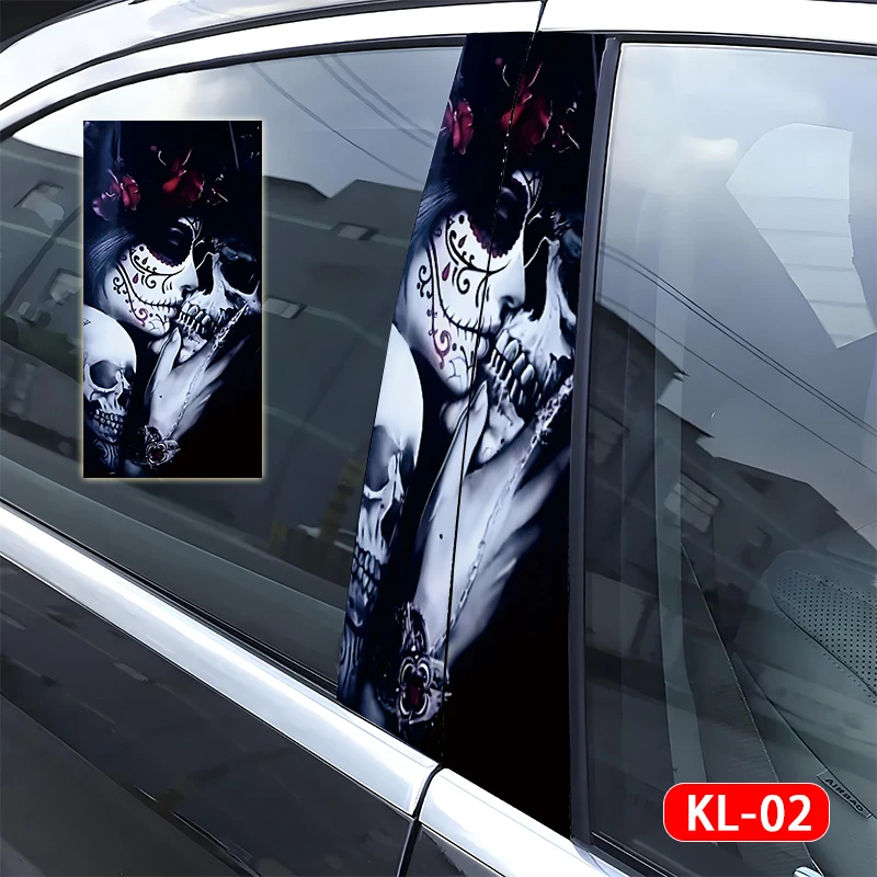 1pcs/2pcs Car Stickers Graffiti Death's Skull Waterproof Auto Vinyl Decals Anime Decoration for Automobile B-pillar