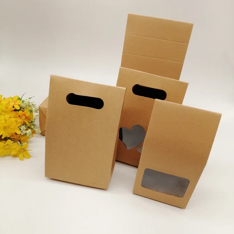 

50pcs Paper Gift Bag Packaging Bags for Business Tea Birthday Party Wedding Brown Kraft Paper Bag with Handle Small Storage Bags