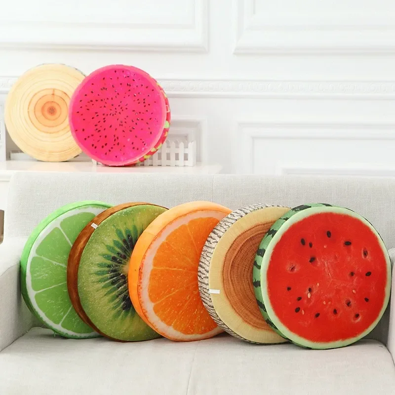 32cm Round Throw Pillows 3D Print Fruit Shape Cushion Decorative Plush Funny Fruit Stuffed Cushions For Couch Chair