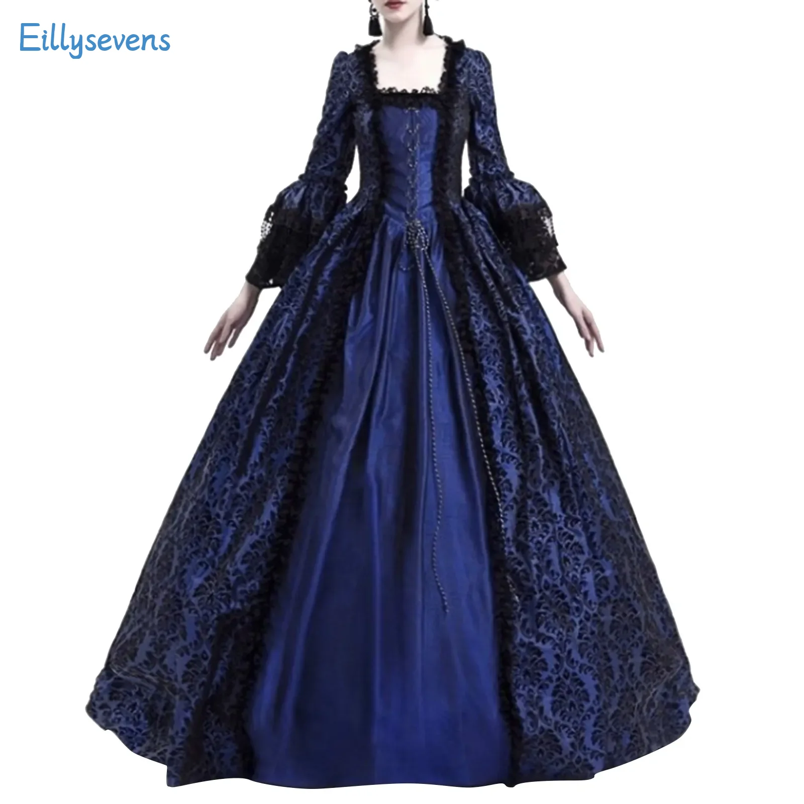Женское кружевное платье в стиле ретро, пышные готические платья средневекового Викторианского двора с длинным рукавом, костюм для косплея и вечеринки на Хэллоуин