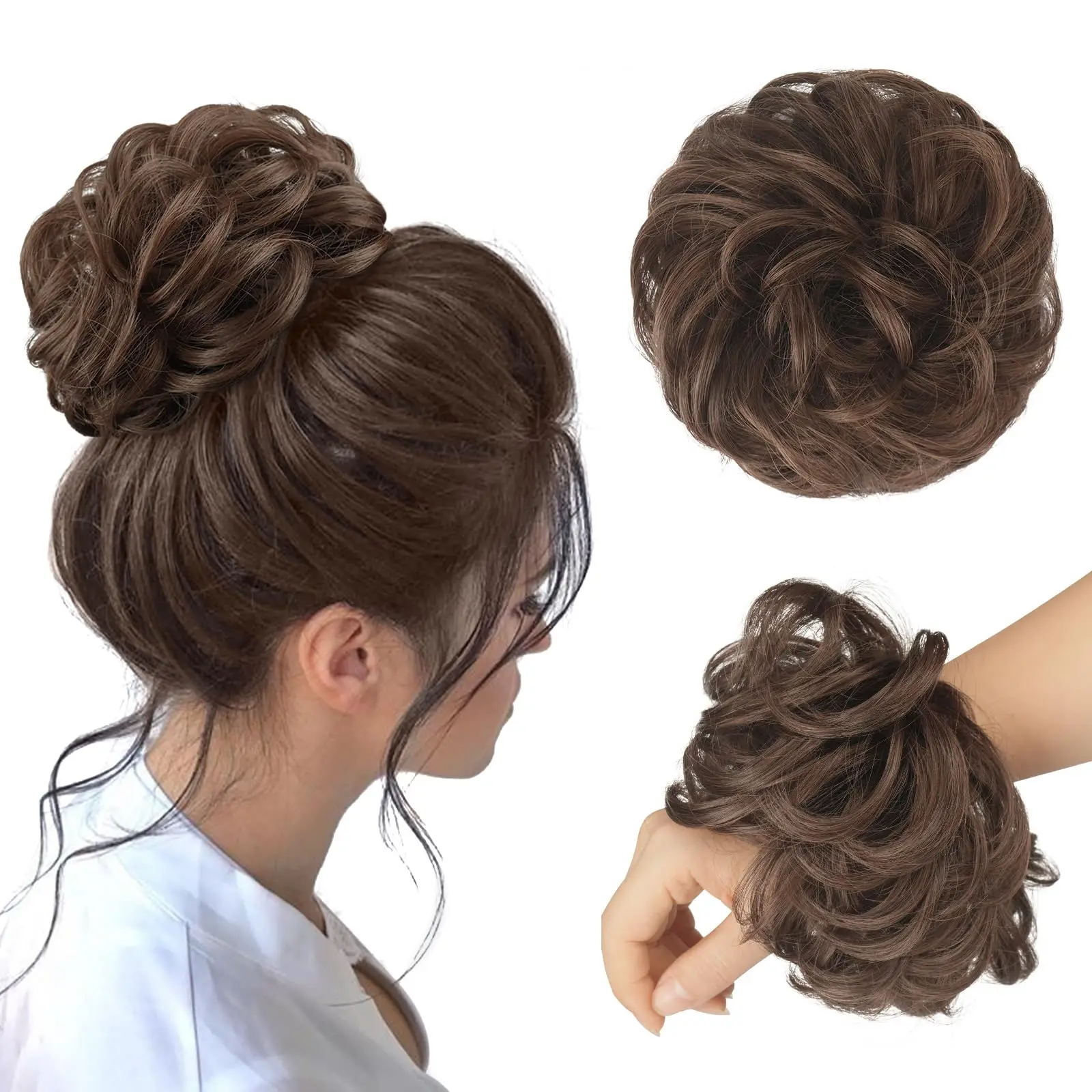 poragalo 100% Human Hair Bun, Messy Bun Hair Piece Real Human Hair Extensions Natural Curly Hair Bun Hairpieces For Women/Kids