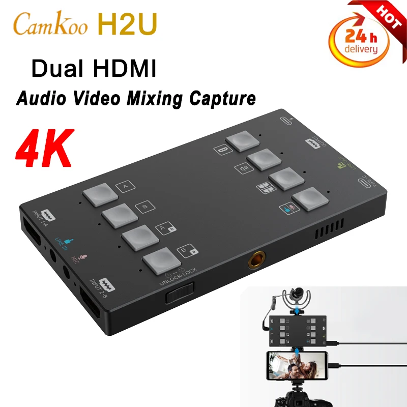 

CAMKOO H2U 4K 60Hz Dual HDMI-compatible Video Capture Card 1080P HD Transmission Game Recording Plate Live Streaming Box