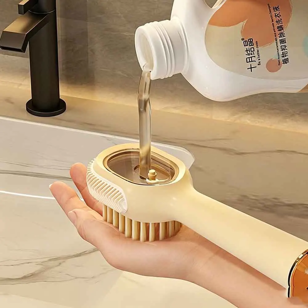 Multi-use Liquid Shoe Brush Soft Bristles Laundry Scrub Brush Built-in Soap Dispenser Home Cleaning Tool