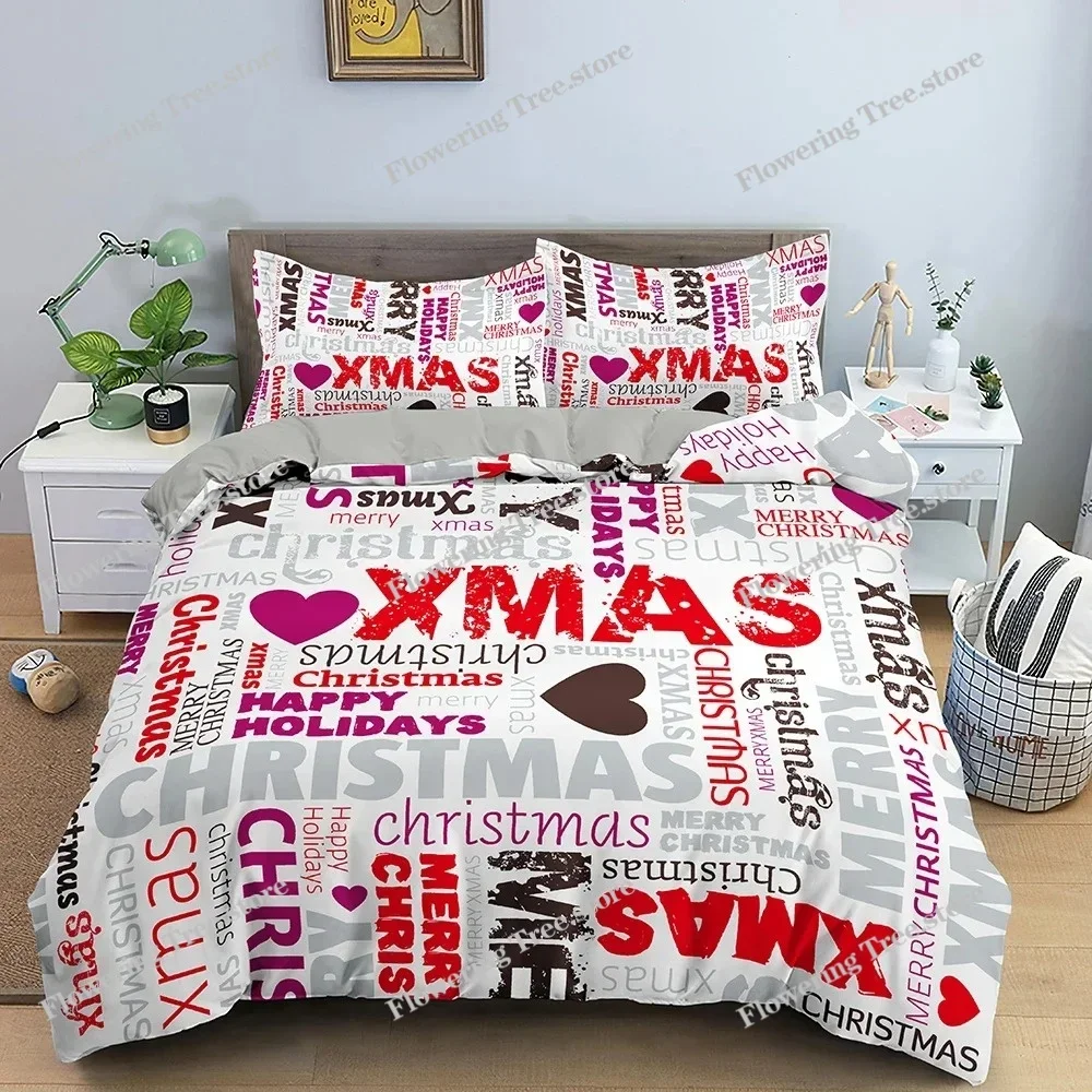 

Christmas Decoration Bedding Set Luxury Soft Duvet Cover Set 3D Christmas Printed Quilt Cover King Queen Twin Size Home Textile