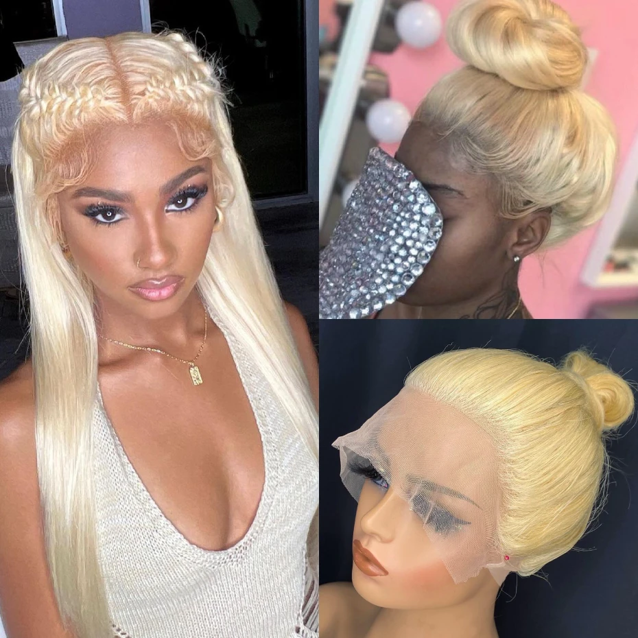 613 360 Lace Wigs Hd Transparent Lace Front Wig Bone Straight Peruvian 13x4 13x6 HD Lace Frontal Wig Pre Plucked 200 220 250 Density Honey Blonde Colored Human Hair Wigs 30 40 Inches Free Shipping