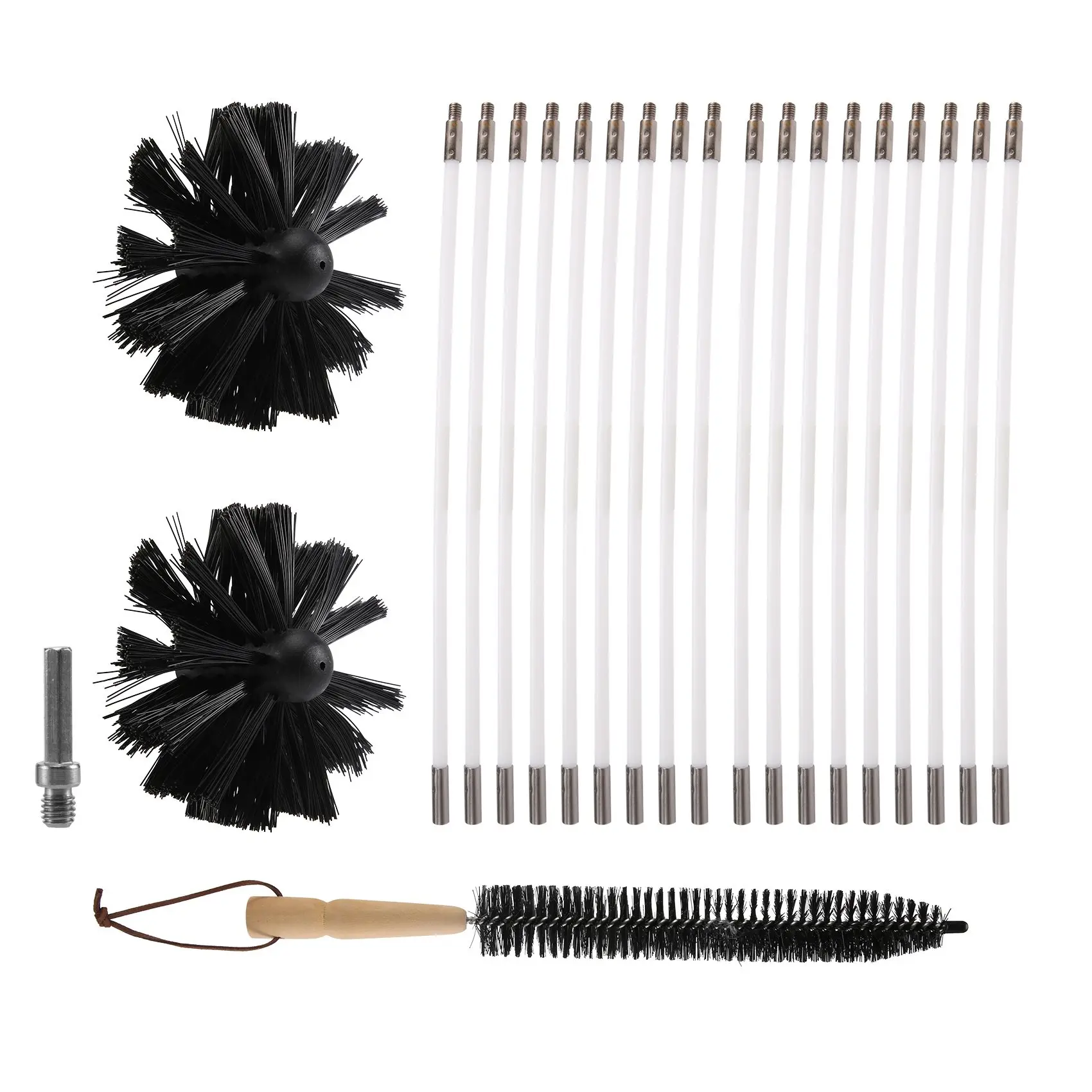 Dryer Vent Cleaner 24 Feet, Flexible 18 Rods Dry Duct Cleaning Kit Chimney Sweep Brush with 2 Brush Heads and Dryer Lint Brush,