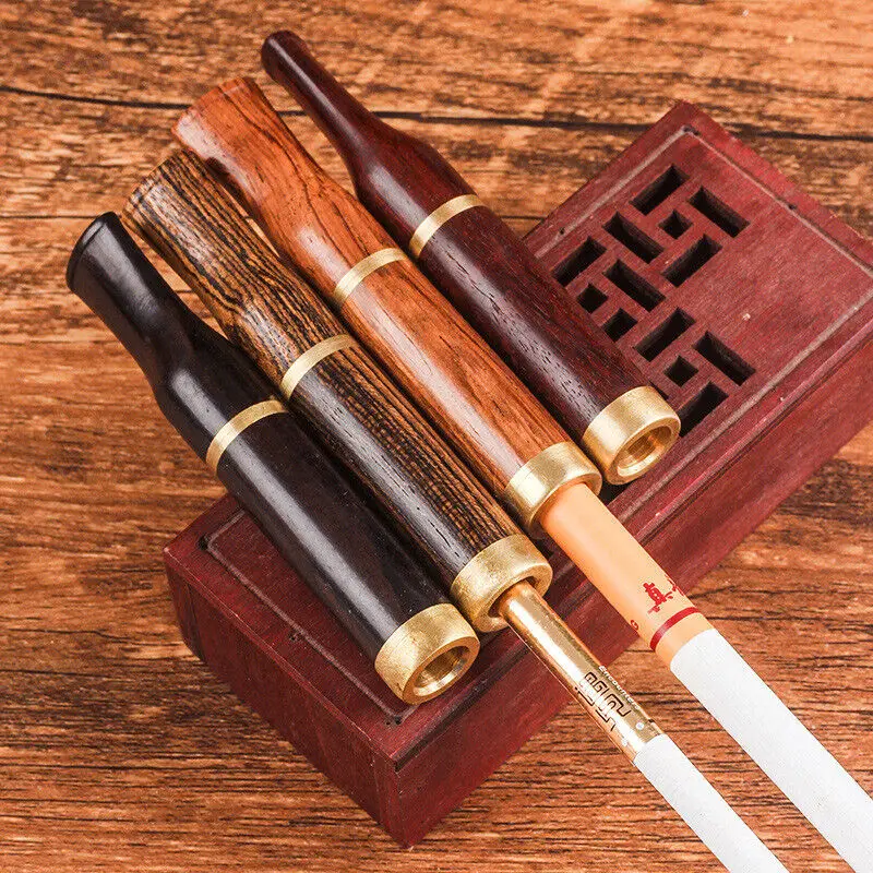 Ebony Wood Tobacco Microfilter Cigarette Holder Reduce Tar Reusable  Pipe Smoking Gadgets Solid Wood Cigarette Holder