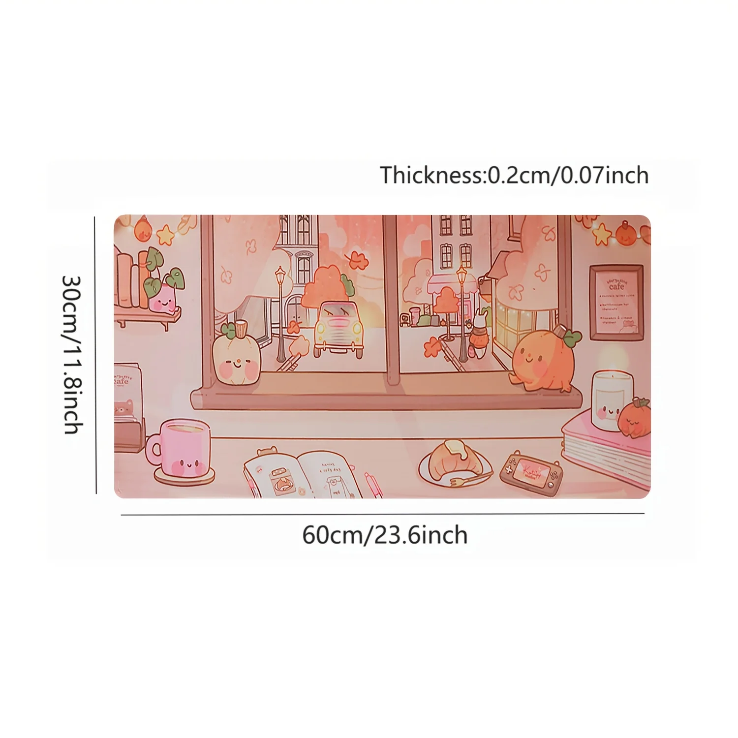1pc Pumpkin Café Scene Mouse Pad – Cute Workspace Decor with Ultra-Smooth Surface, Stitched Edges, Non-Slip Waterproof Rubber Ba