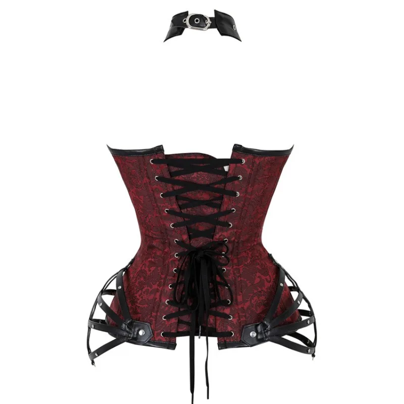 Steampunk Clothing Women Vintage Gothic Pu Leather Corset Steampunk Black Outerwear Bustier Corselet Overbust Tops Plus Size Red