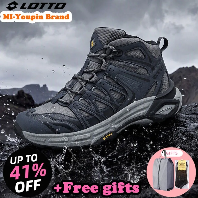 LOTTO Winter Men's Warm Outdoor Boots High Top Mountaineering Shoes Waterproof Hiking Shoes High Top Sports Boots Hiking Boots