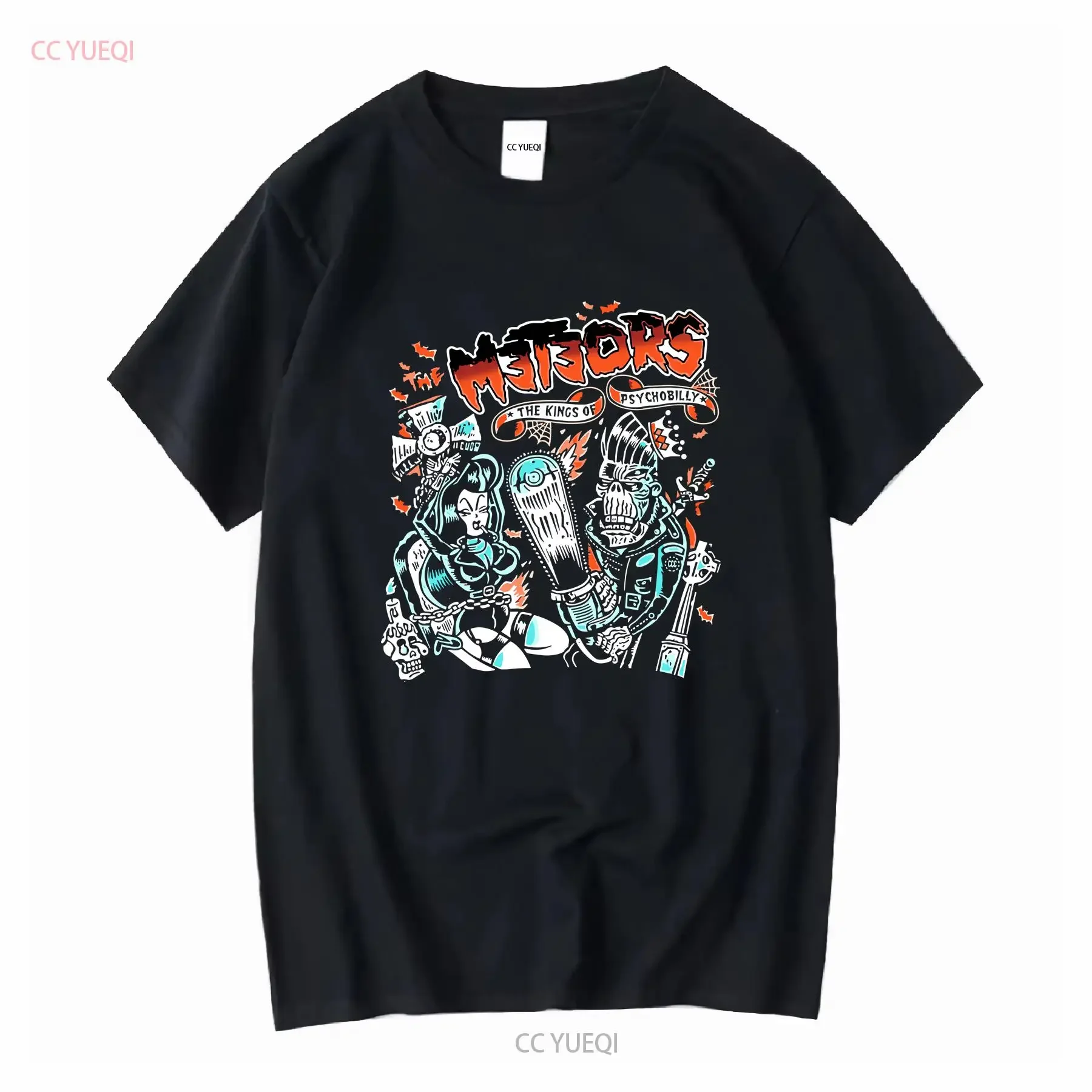 The Meteors Psychobilly T Shirt  Black Cotton S to 5XL HC1153 vintage Washed Soft streetwear Comfortable Breathable graphic