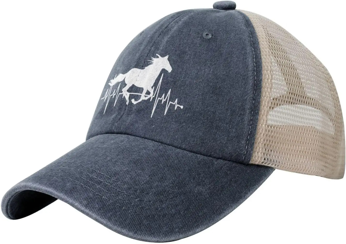 Women's Horse Heartbeat Vintage Adjustable Cowboy Baseball Cap Breathable Design for Mom Aunt