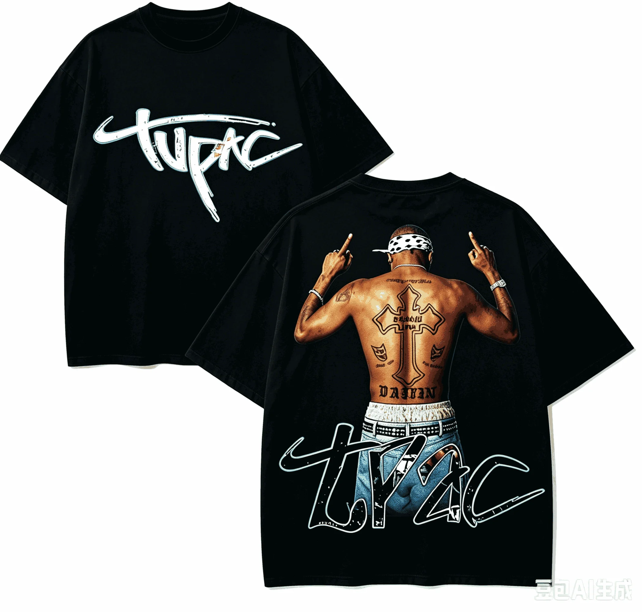 Image of Tupac Shakur für Fans als Geschenk T-Shirt Herren Damen Harajuku Oversized Unisex Kurzarm Streetwear Hochwertig Paar-T-Shirt Klassisch weich
