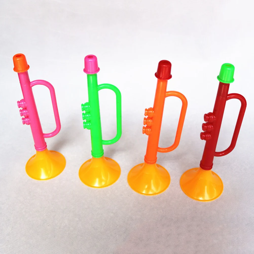 10 stuks kinderen plastic trompet muziekinstrument leuk educatief cadeau voor kinderen verjaardag willekeurige kleur